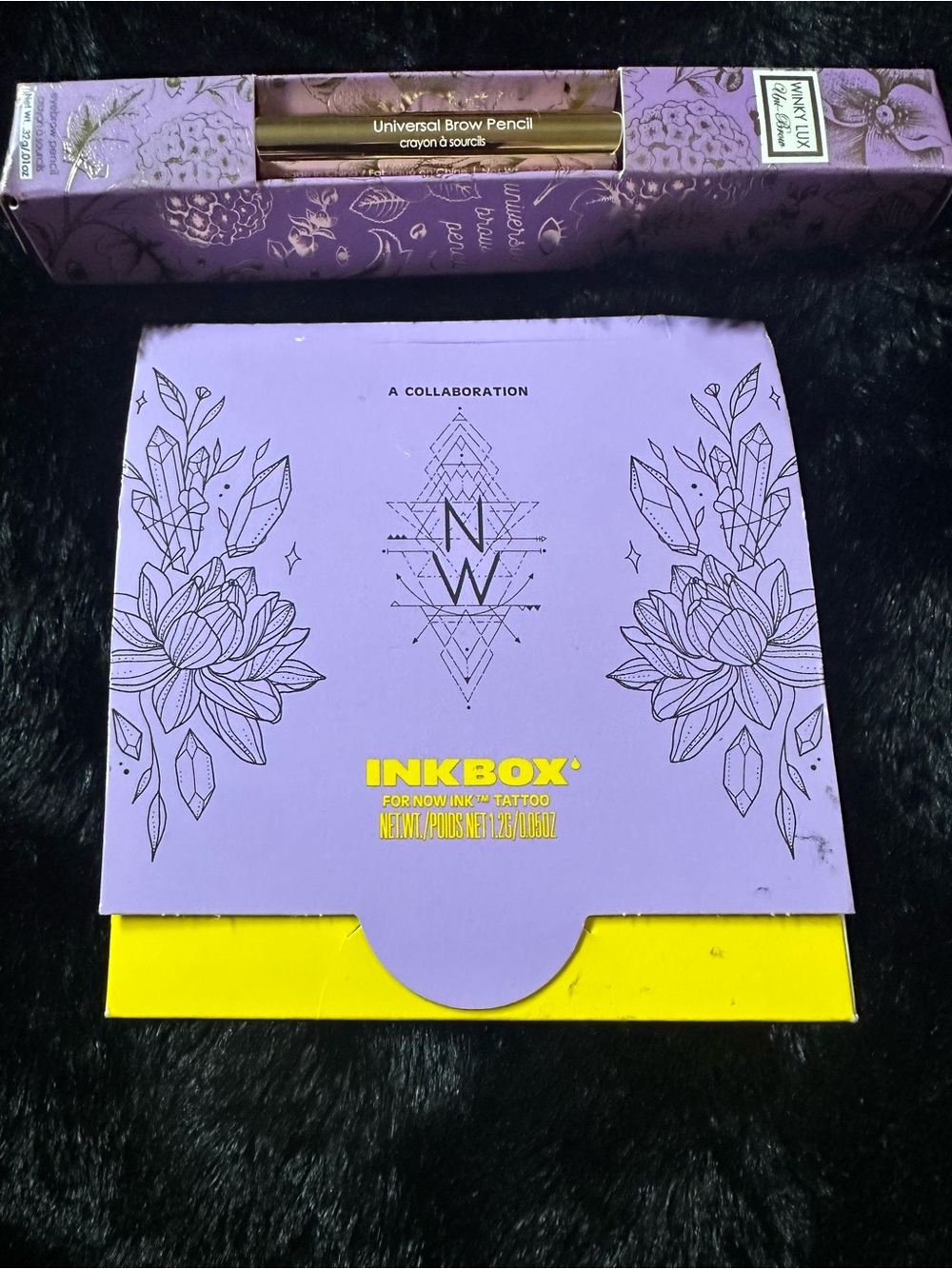 Purple Gold Whimsigoth kit INKBOX Temporary Tattoo Kit & Winky Lux Brow Pencil
